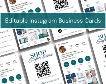 Tarjeta de visita de Instagram, tarjeta de visita editable, plantilla editable para pequeñas empresas, tarjeta de visita inspirada en Instagram, tarjeta de visita QR