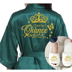 Personalized Quinceañera Robe, Quinceanera Gift, Quinceanera Robe Set, Mis Quince Robe+Slippers, Mis 15, Mis XV,