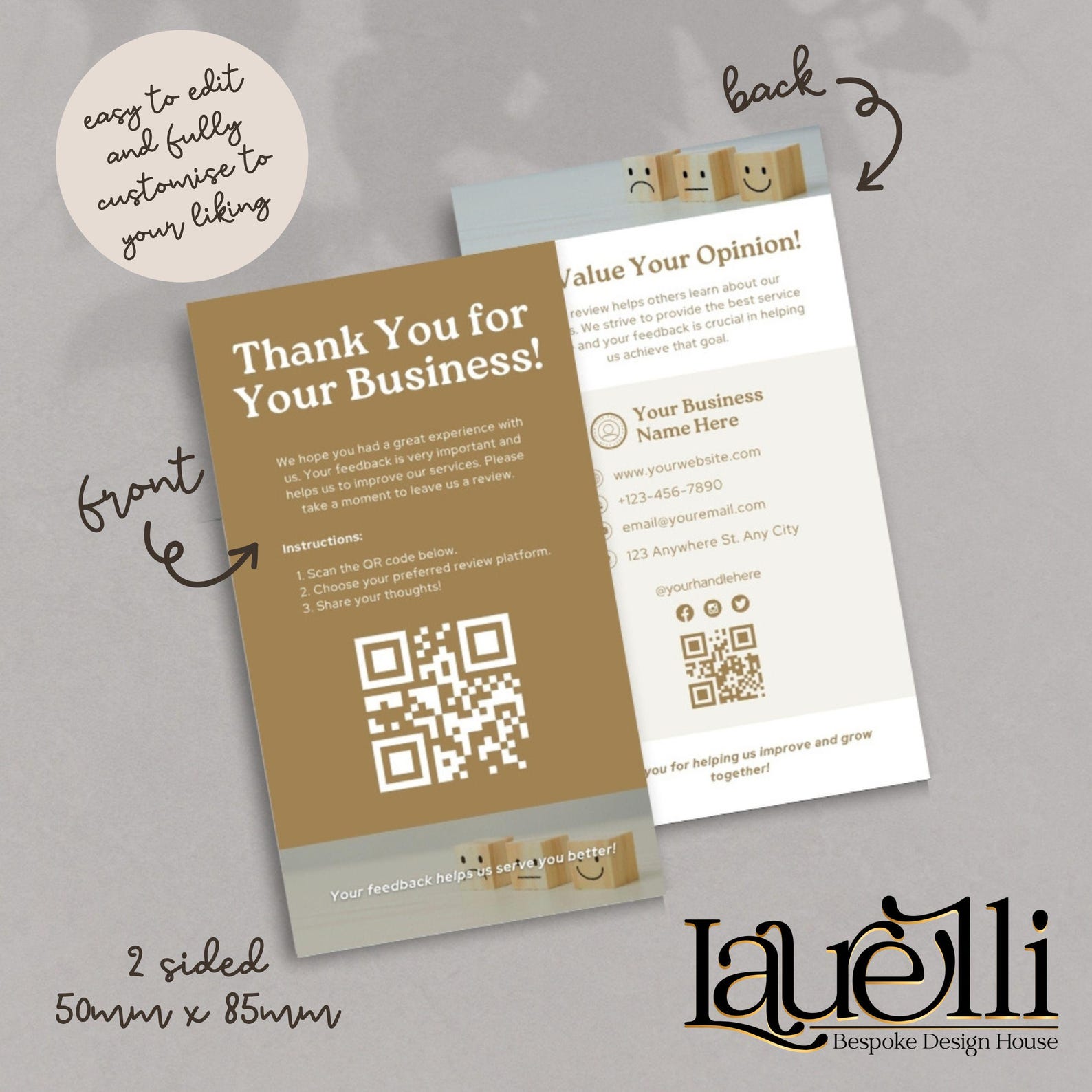 Leave a Review Card Template Small Business Order Insert Editable