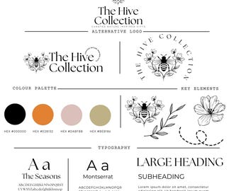 Bee Logo | Floral Logo Template | Canva Editable Logo | Nature Boutique Logo | Botanical Branding | Small Business Logo Kit