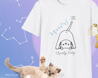 Aquarius cat series, cat tee, Aquarius tee, gift for him, gift for her, Unisex Softstyle T-Shirt