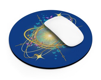 Mousepad Hochfrequenz Design, Seelenengel Premium, blau, rosa, gold