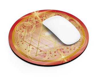 Mousepad Hochfrequenz Design, gold, rot