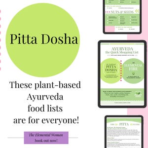 Pitta Dosha Ayurveda Food List PDF Downloadable Guide, Women's Ayurveda Health PDF, Plant Based, Vegan, Yoga Food PDF