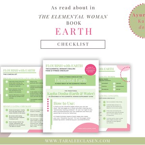 Kapha Dosha The Elemental Woman book Earth Element Mindful Checklist, Ayurveda Planner, Mindfulness Digital Download PDF, Energy Medicine