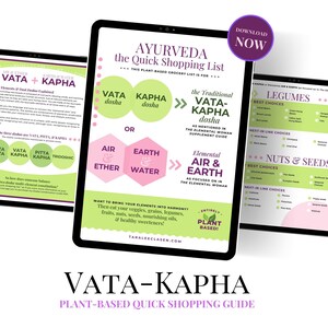 Vata Kapha Dosha Ayurveda Food List Guide PDF, Plant-based Food Chart Printable Digital Download, Ayurveda Energy Medicine, Yoga Guide PDF