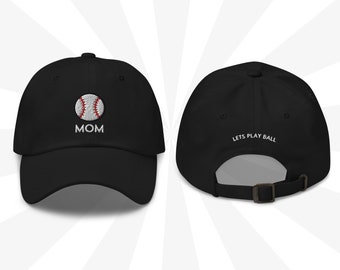 Embroidered Baseball Mom Hat, Lets Play Ball Hat Cap, Embroidery Baseball Cap, Sports Sporty Mom, Base Ball Softball Mom Gift Present