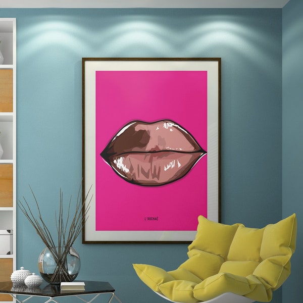 Pink Lipgloss HotPink Poster - Physical Printed Art - Wall Poster - Home Decor - Art By LRochae
