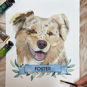 Pet Painting, Watercolor Pet Portrait, Pet Memorial Gift, Dog Painting, Pet Loss Gift, Father&#39;s Day, Dog Portraits from Photos
