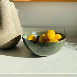 Handmade large ceramic bowl | Natural green glazes | Made to Order | Custom glazes Available!