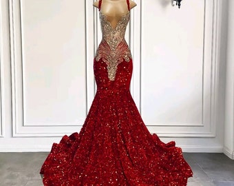Prom sparkly Mermaid Style Long Dresses, Glitter Flowy Women Prom Wedding Dresses, Dress for Formal Occasions, Zip Up Closure Built in Bra
