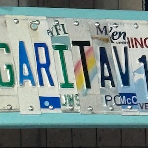 Margaritaville sign made from recycled license plates