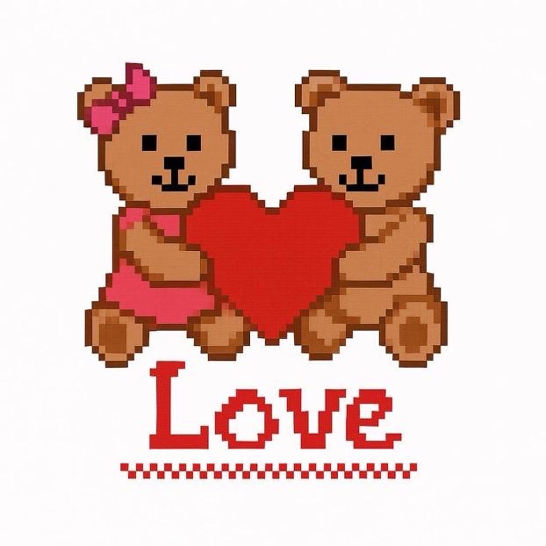 Graph Pattern Bears Chunky Blanket Pattern of Two Bears Holding a Heart Graph Pattern - Etsy
