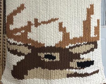 Deer head chunky blanket digital download graph 3 different width graphs
