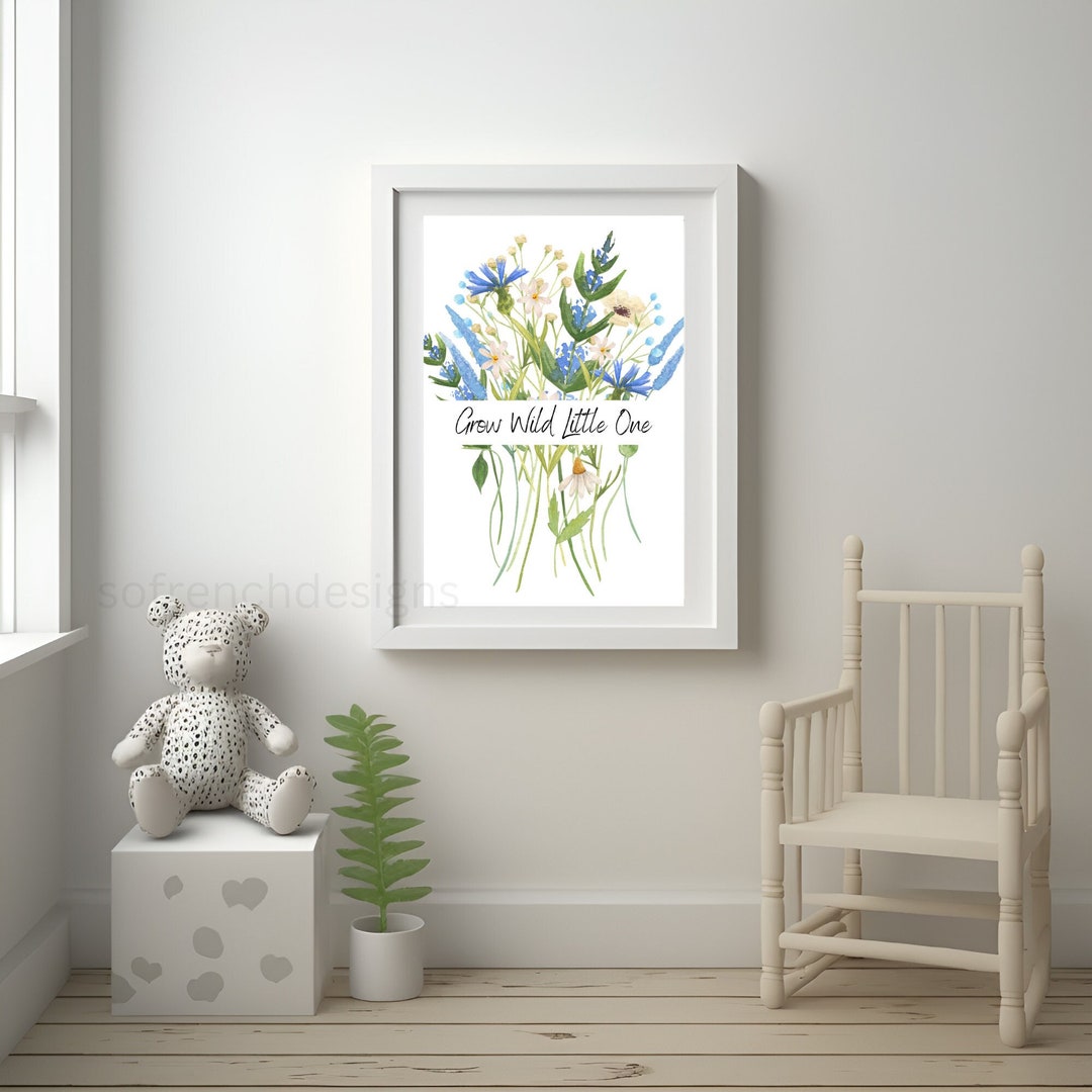 Floral Nursery Poster Wall Art Decor, Baby Cute Flower Wall Art, Home