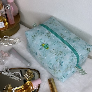 Teal & Green Vines Medium Makeup Pouch