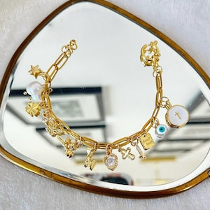 Custom Charm Bracelet - Build Your Own Charm Necklace, Gold Plated Jewelry