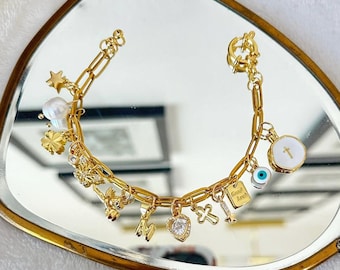 Custom Charm Bracelet - Build Your Own Charm Necklace, Gold Plated Jewelry