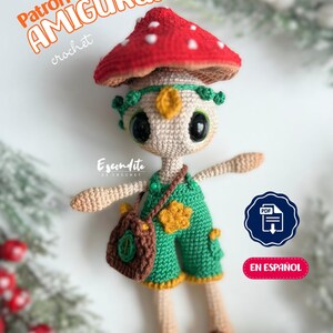 Patrón Amigurumi Chepi Hongo Mágico del Bosque PDF Español Inglés | Muñeco de Ganchillo Fantasía Paso a Paso | Crochet DIY + Videos
