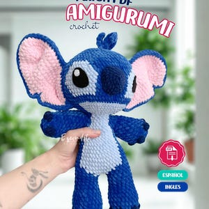 Patrón Amigurumi Inpirado en Stitch: Muñeco de Colección 45cm | Stitch Crochet Pattern Fan Art PDF Español | Ganchillo Plushie | Chenille