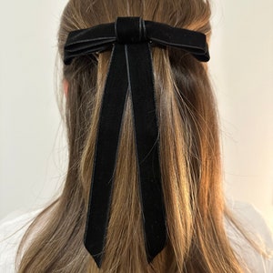 Handmade Velvet Bow Hair Clips 2pc Bundle, Black and Brown