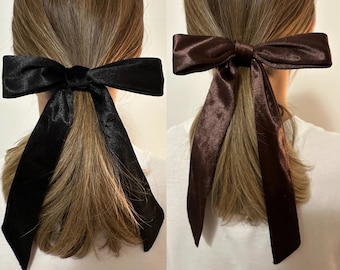 Handmade Velvet Hair Bow Bundle 2-pc, Black and Brown