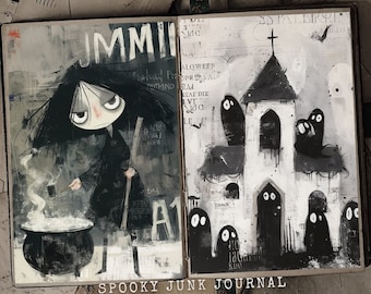 50 Spooky Junk Journal, Gothic Junk Journal, Digital Download, Commercial Use, Gothic Ephemera, Vintage Ephemera, Digital Scrapbook, PNG