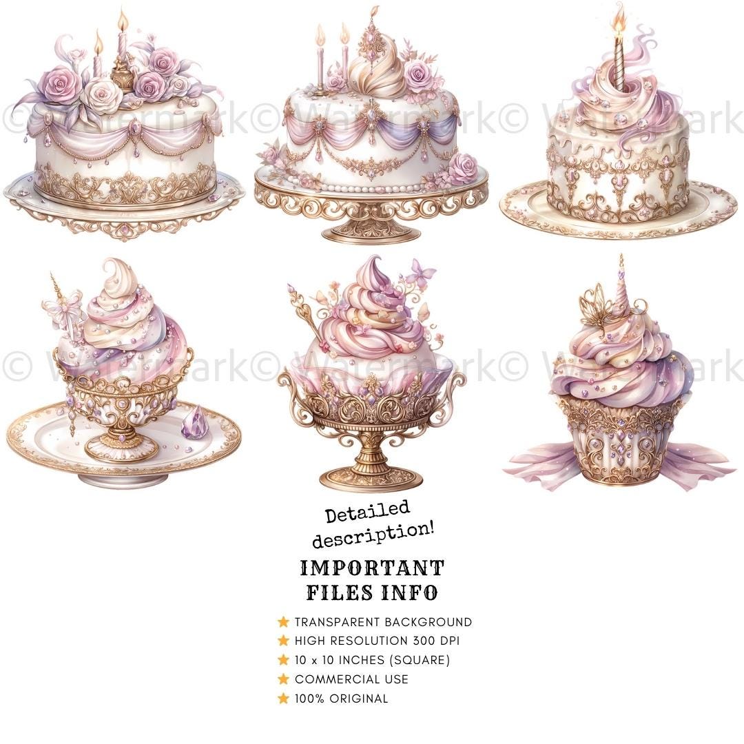 Pink and Gold Unicorn Birthday Clipart: Princess Decorations ...