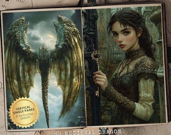 Medieval Dragon Junk Journal Pages: Enchanted Forest & Catacombs Ephemera (Digital Download)