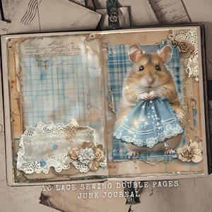 Pagine di diario spazzatura per cucito vintage Carte digitali per cucito Atelier Scrapbook Kit di carta Sarta Foglio stampabile per collage Cucito Ephemera