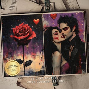 Dark Romance Junk Journal Kit - Printable - Gothic Scrapbook - Digital Download Book Lovers - Gothic Romance Journal Pages - Dark Academia
