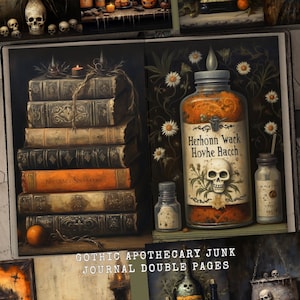 12 doppelseitige Vintage Gothic Junk Journal Seiten, Vintage Apotheker, Digitaler Download, Apotheker Ephemera, Apotheker Journal, PNG