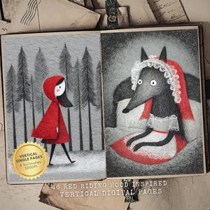 Little Red Riding Hood Junk Journal Kit Inspired, Fairytale Clipart, Digital Download, Ephemera for Scrapbooking Projects, Eerie Whimsical