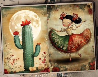 Mexican Fiesta Junk Journal Pages: Vintage Ephemera (Digital Download)