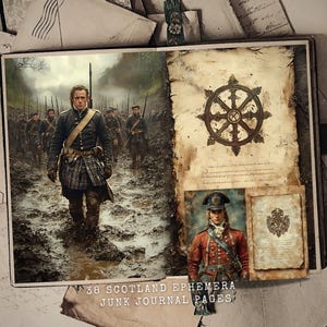 38 Trousse de journal indésirable Ecosse | Kit éphémère écossais | Scrapbooking | Kit de scrapbooking livresques | Etiquettes, étiquettes et cartes écossaises