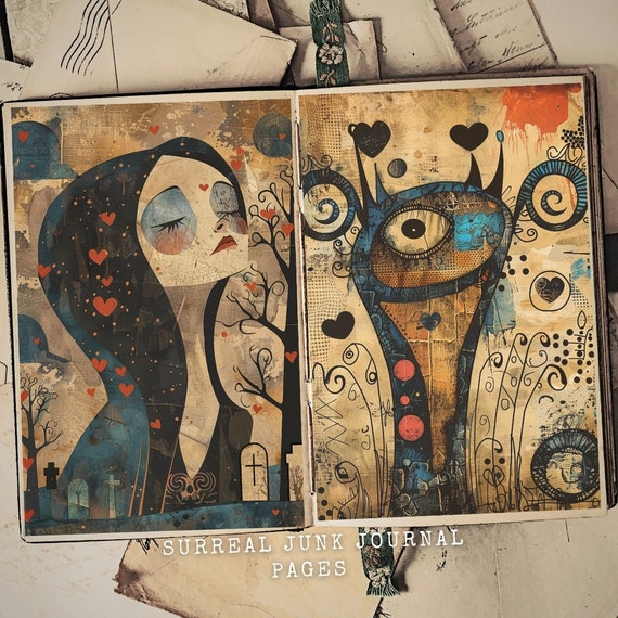 60 Surrealist Junk Journal Pages, journal Printable, Digital