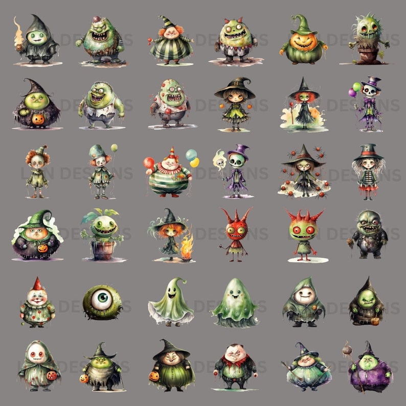 50 Monsters Halloween Cliparts,cute Halloween, Digital Download ...