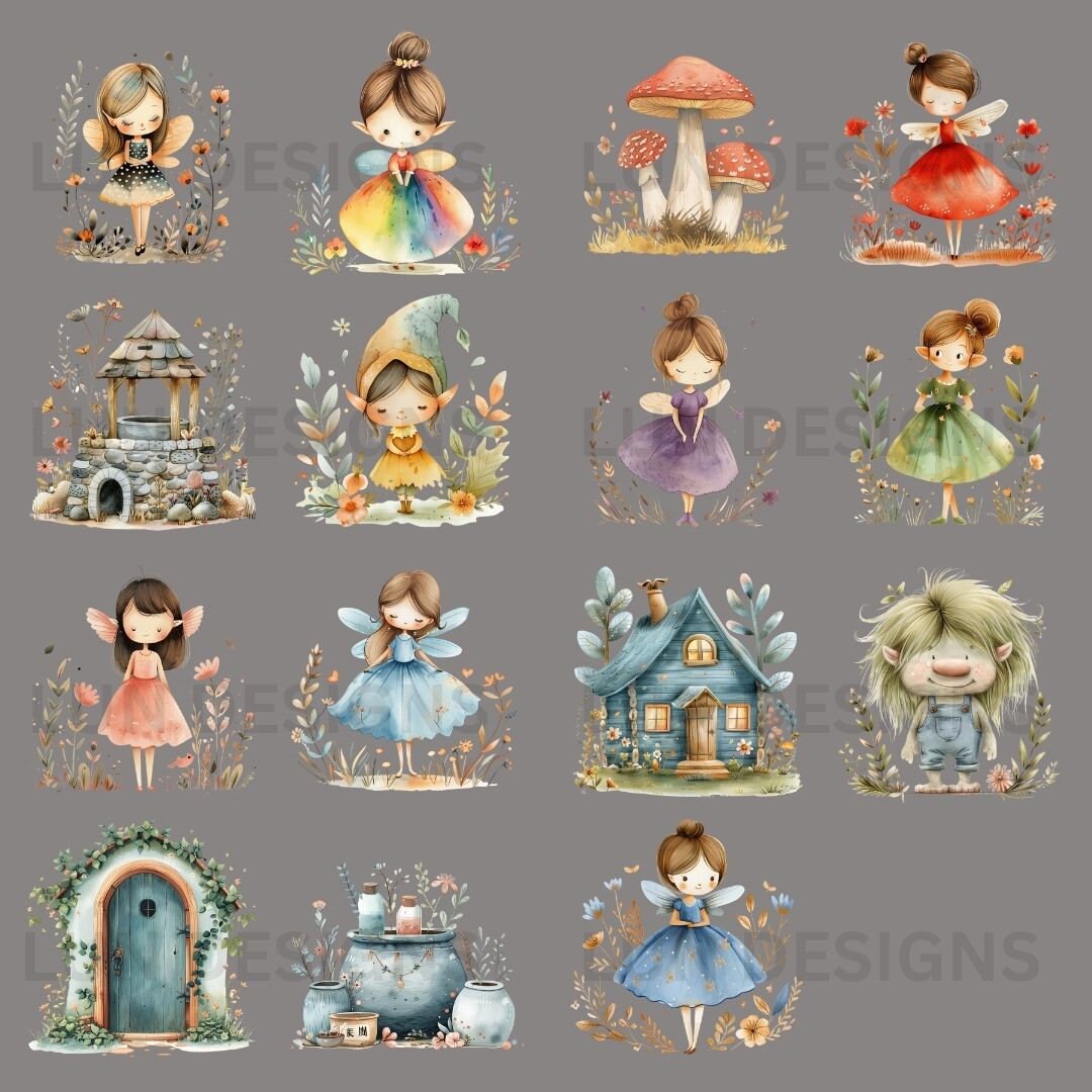15 Fairy Garden Clipart Bundle, cute Fairy Clipart, Digital Download ...