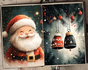 Moody Christmas Junk Journal: Watercolor Holiday Graphics (Digital Download)
