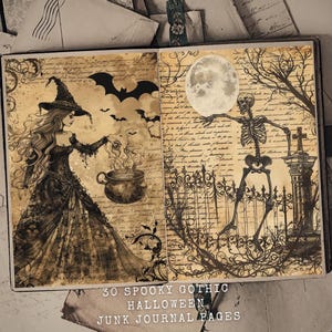 30 Spooky Gothic Halloween Junk Journal Pages Halloween Printable Vintage Halloween Vintage Ephemera Gothic Junk Journal Digital Halloween