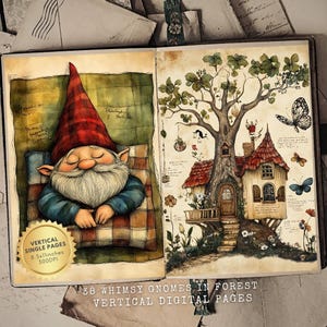 Gnome Junk Journal: Printable Ephemera, Scrapbook Pages (Digital Download)