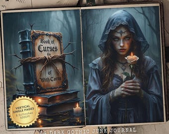 Dark Gothic Junk Journal Kit: Haunted Skulls, Ravens (Digital Download, Commercial Use)