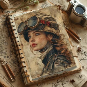 50 Steampunk Journal Pages, Journal Printable, Digital Download, Commercial Use, vintage ephemeral, Paper Craft, Paper Ephemera, PNG