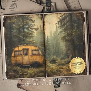 42 pages de carnet de bord de pêche - éphémères de pêcheur vintage - pages de collage imprimables - téléchargement numérique - carnet de bord de camping imprimable