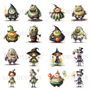 50 Monsters Halloween Cliparts, cute Halloween, Digital Download ...