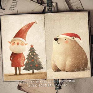 Kit de journal de bord de Noël folk minimaliste | Papier journal de Noël rustique | Journal de Noël imprimable | Téléchargement fantaisiste du journal indésirable