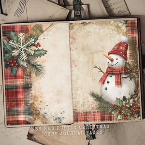 Kit de journal indésirable de Noël rustique rouge en téléchargement, Pages de journal indésirable joyeux Noël, création numérique, étiquettes de journal indésirable, créations en papier