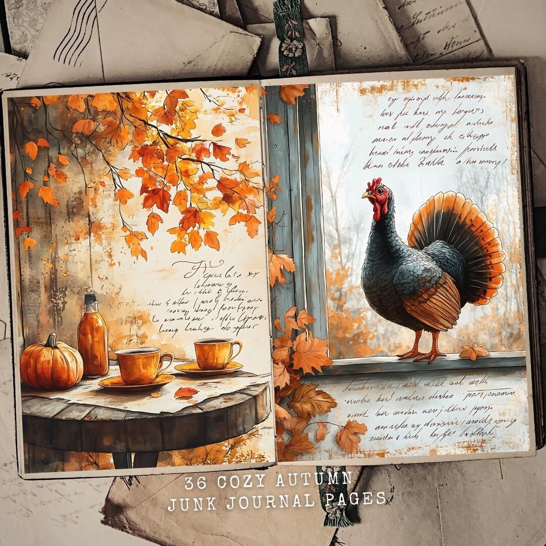 Cozy Autumn Junk Journal Kit: Thanksgiving Digital Art (36 Pages ...