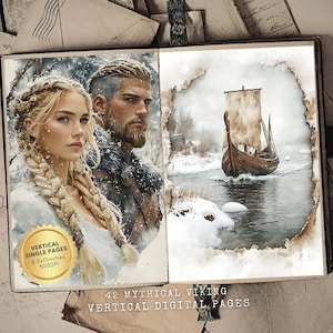 Kit de diario basura vikingo mítico: páginas imprimibles, diseño escandinavo, descarga digital, páginas de diario basura vikingo vintage