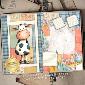 Patchwork Paper, Nursery Junk Journal Kit, Junk Journal Paper, Printable Cute Farmhouse Cottagecore Printable Scrapbook Papers